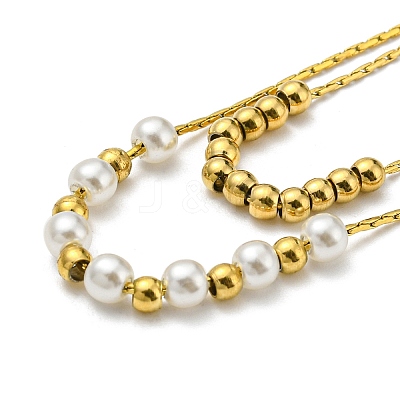 304 Stainless Steel Boston Link Chains Double Layer Necklaces BJEW-K257-04G-1