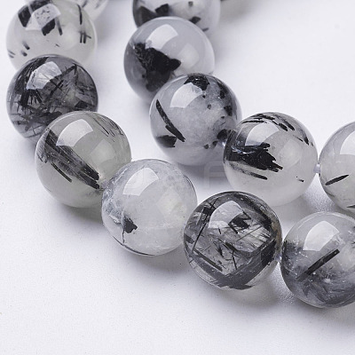 Natural Black Rutilated Quartz Beads Strands X-G-D295-10mm-1