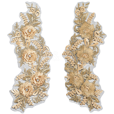 Polyester Embroidery Lace Cloth Patches AJEW-WH20070-069A-1
