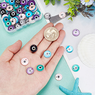 80Pcs 5 Colors Printed Freshwater Shell Charms SHEL-AR0001-12-1