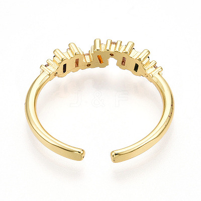 Brass Micro Pave Cubic Zirconia Cuff Rings for Women KK-T070-110-1