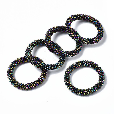 Faceted Electroplate Glass Beads Stretch Bracelets BJEW-S144-002G-03-1