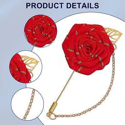 Flower Polyester Ribbon Brooches JEWB-WH20006-02A-1