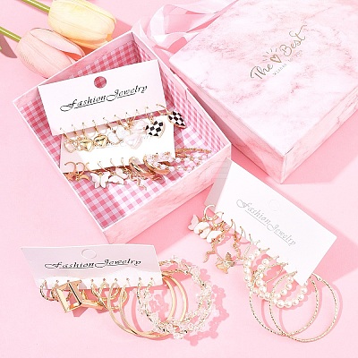 5 Sets 5 Colors Alloy Hoop Earring Sets EJEW-FS0001-23B-1