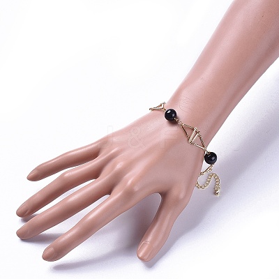 Brass Bar Link Chain Bracelets BJEW-JB04504-1