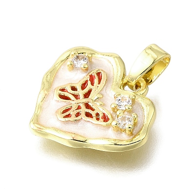 Brass Micro Pave Cubic Zirconia Enamel Pendants KK-V007-41G-02-1