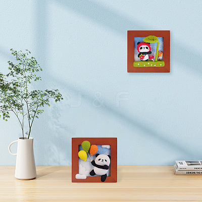2 Sets 2 Style Panda Photo Frame Needle Felting Kit for Beginners DIY-OC0012-05-1