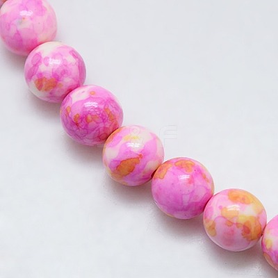 Synthetic Ocean White Jade Beads Strands G-L019-8mm-02-1