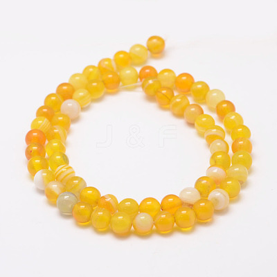 Natural Striped Agate/Banded Agate Bead Strands X-G-K155-A-6mm-06-1