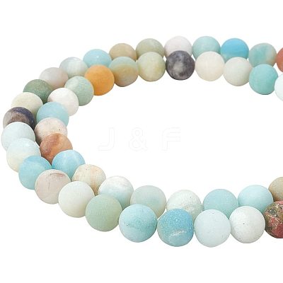 Frosted Natural Flower Amazonite Bead Strands G-PH0028-8mm-03-1