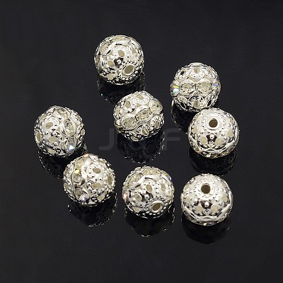 Brass Rhinestone Beads RB-A011-10mm-01S-1