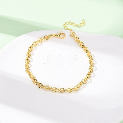 Brass Cable Chain Bracelets for Women BJEW-C140-04G-1