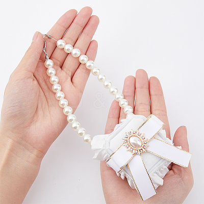 Velvet Rhinestones Detachable Pet Wedding Couple Ring Bearer Box RDIS-WH0019-08B-1