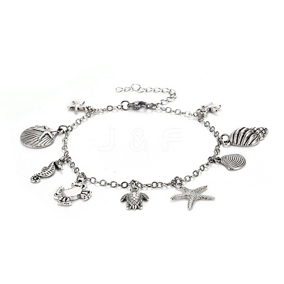 Brass Charm Anklets AJEW-AN00264-1