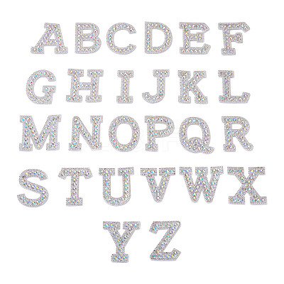 Alphabet Resin Rhinestone Patches DIY-TAC0005-45D-1