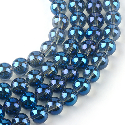 Electroplate Glass Beads Strands EGLA-Q062-8mm-A14-1