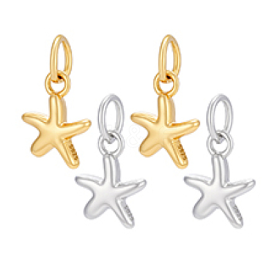 4Pcs 2 Colors 925 Sterling Silver Star Charms STER-PH0004-90-1