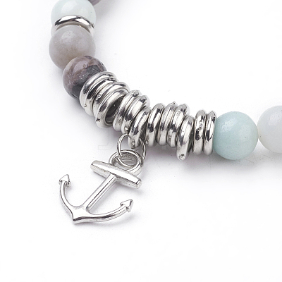 Natural Amazonite Charm Bracelets BJEW-JB03403-02-1