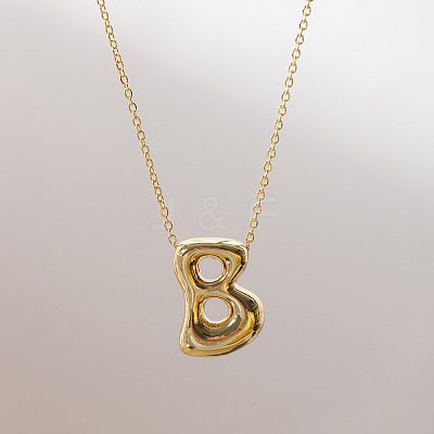 Brass Chunky Initial Pendant Necklaces WG97A63-02-1
