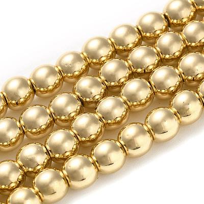 Electroplate Non-magnetic Synthetic Hematite Bead Strands G-Q466-6mm-04-1