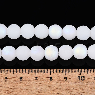 Frosted Imitation Jade Glass Beads Strands GLAA-T032-J10mm-MBB01-1