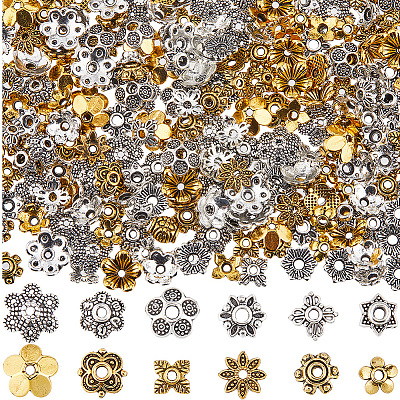 360Pcs 12 Styles Tibetan Style Alloy Bead Cap FIND-SC0008-81-1