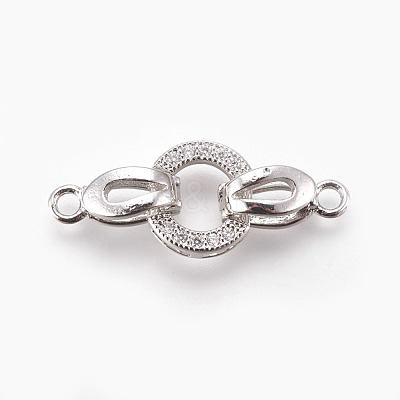 Brass Micro Pave Cubic Zirconia Fold Over Clasps KK-P164-12-1