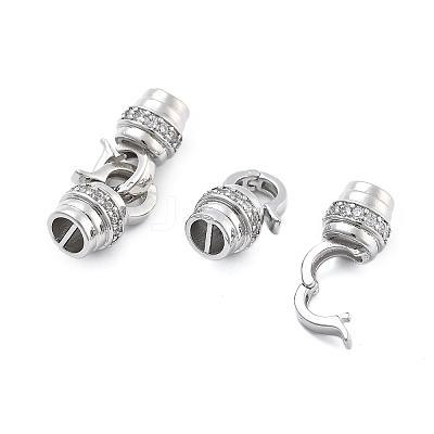 Brass Micro Pave Clear Cubic Zirconia Fold Over Clasps KK-B125-14P-1
