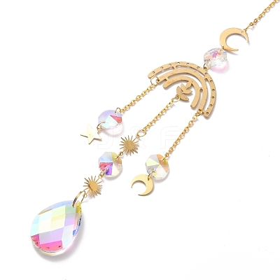 Faceted Glass Sun Catcher Pendant Decorations AJEW-A037-13G-1