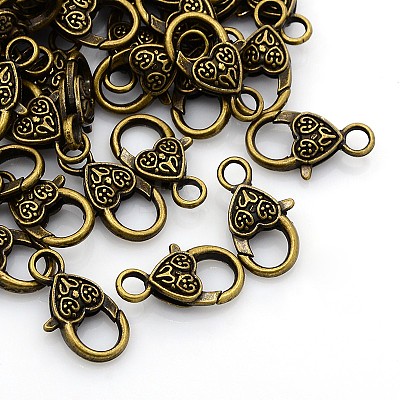 Tibetan Style Heart Lobster Claw Clasps MLF014Y-NF-1