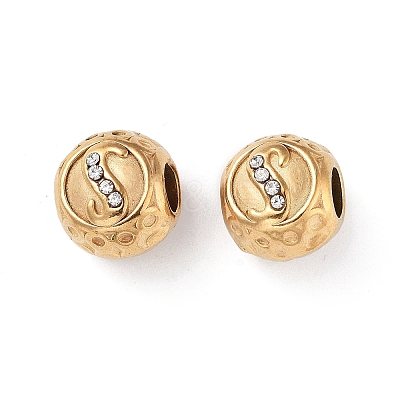 Ion Plating(IP) 304 Stainless Steel Rhinestone European Beads STAS-A092-10S-G-1