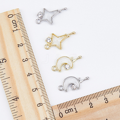 16Pcs 4 Style Alloy Micro Pave Cubic Zirconia Pendants FIND-DC0002-69-1