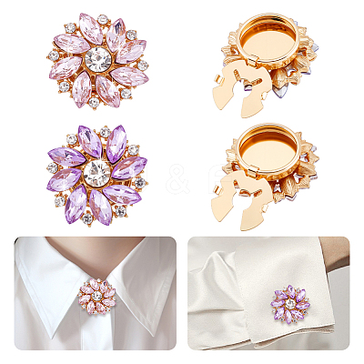 4Pcs 2 Colors Alloy Rhinestone Cufflinks HJEW-NB00215-1
