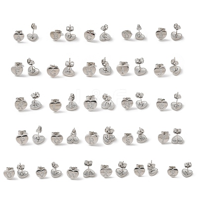 Rack Plating Brass Micro Pave Clear Cubic Zirconia Stud Earrings EJEW-K299-01P-1