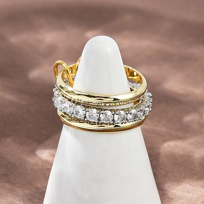Brass Micro Pave Cubic Zirconia Finger Rings RJEW-D325-01PG-04-1
