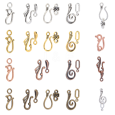 Tibetan Style Hook and Eye Clasps TIBE-PH0005-13-1