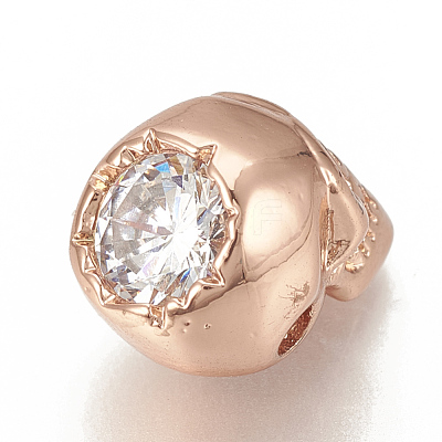 Brass Cubic Zirconia Beads ZIRC-Q015-112RG-1