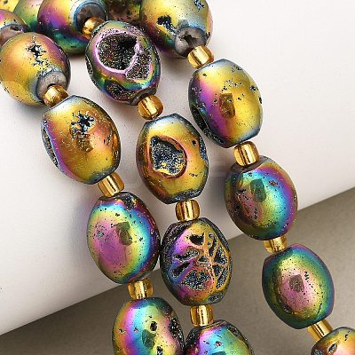 Electroplated Natural Druzy Geode Crystal Beads Strands G-F833-O01-01E-1