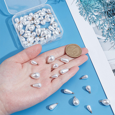 64Pcs 4 Styles ABS Plastic Imitation Pearl Pendants FIND-PH0027-71G-1