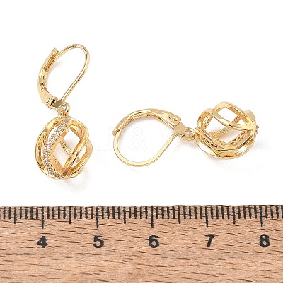 Brass Micro Pave Clear Cubic Zirconia Leverback Earrings KK-CBA4112-09G-1