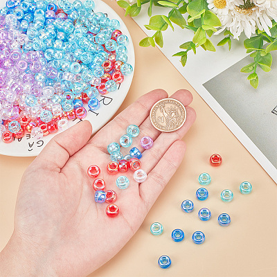 500Pcs 5 Colors Transparent Acrylic European Beads TACR-AR0001-21-1