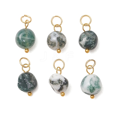 Natural Tree Agate Tumbled Stone Pendants PALLOY-JF05428-01-1