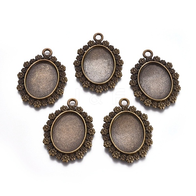 Alloy Pendant Cabochon Settings PALLOY-E460-22AB-1