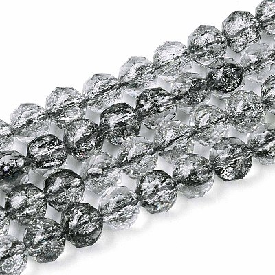 Crackle Transparent Glass Beads Strands GLAA-N063-8mm-01-1