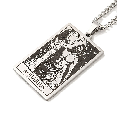 Non-Tarnish 304 Stainless Steel Tarot Pendant Necklaces NJEW-A026-01P-11-1
