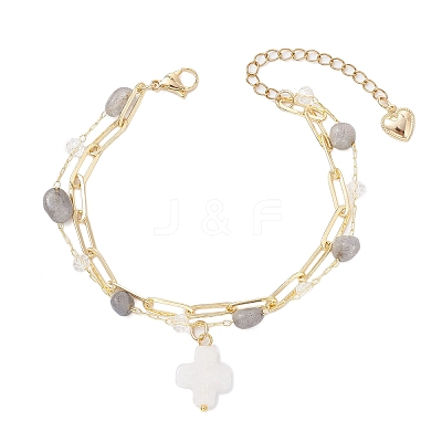 Natural Labradorite Beads Multi-layered Bracelets BJEW-JB12217-03-1