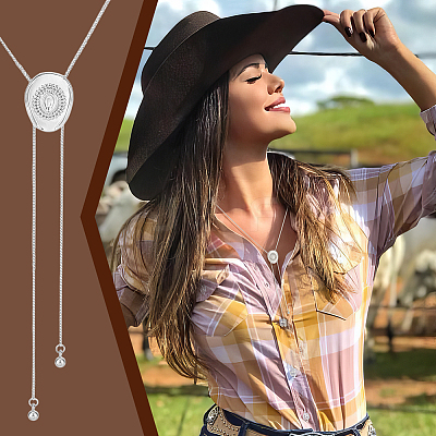 2Pcs Adjustable Brass Curb Chains Cowboy Hat Sweater Lariat Necklaces NJEW-UN0001-78P-1