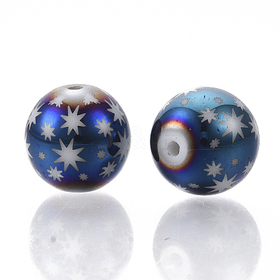 Christmas Electroplate Glass Beads EGLA-R113-07F-1