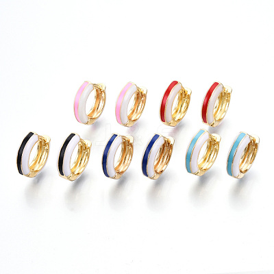Brass Huggie Hoop Earrings EJEW-S209-07-1