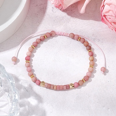 Natural Rhodonite Braided Bead Bracelets BJEW-JB11241-02-1